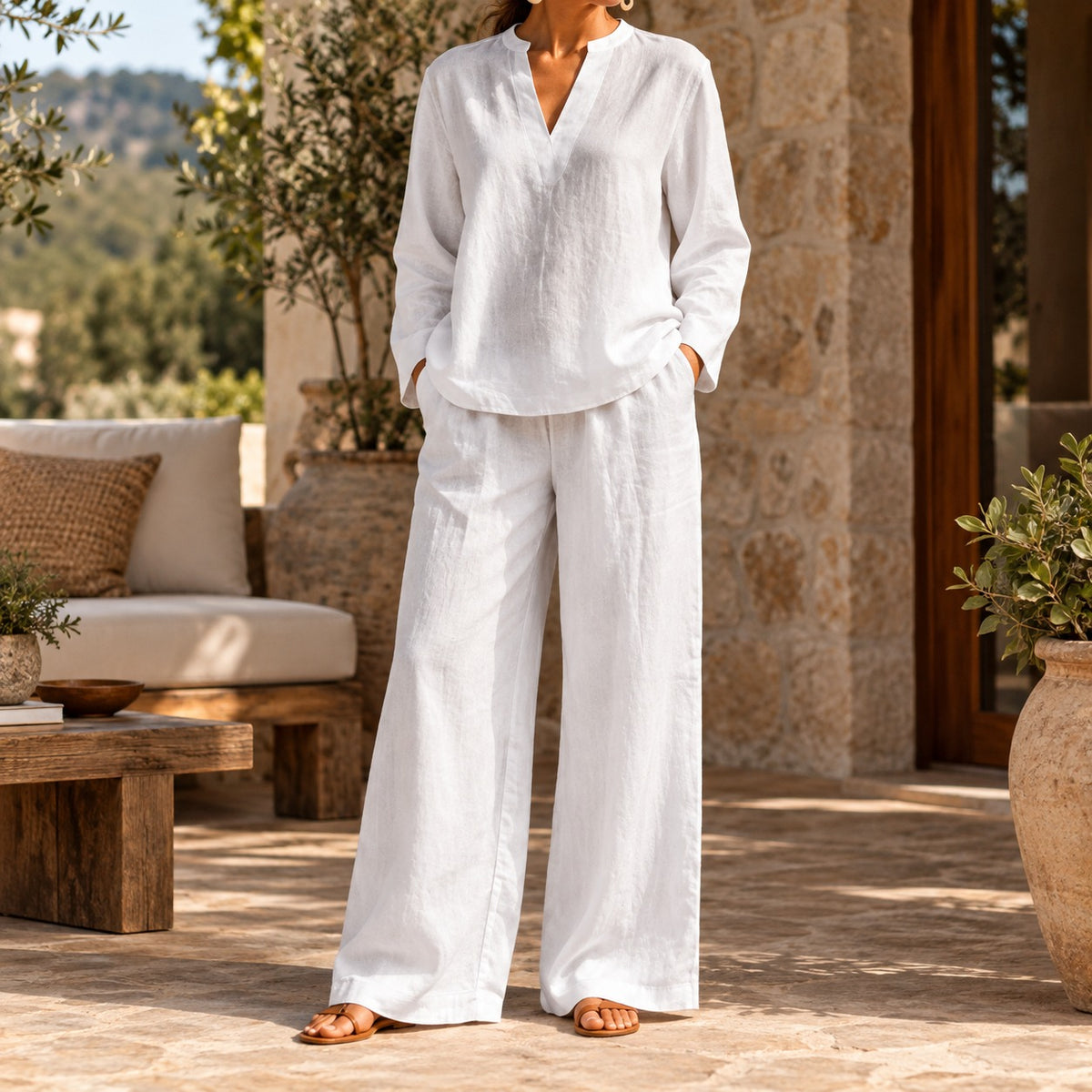 Arezia™ Set mit Langärmeliger Bluse und Weiter Palazzo-Hose