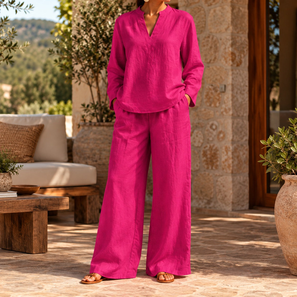 Arezia™ Set mit Langärmeliger Bluse und Weiter Palazzo-Hose