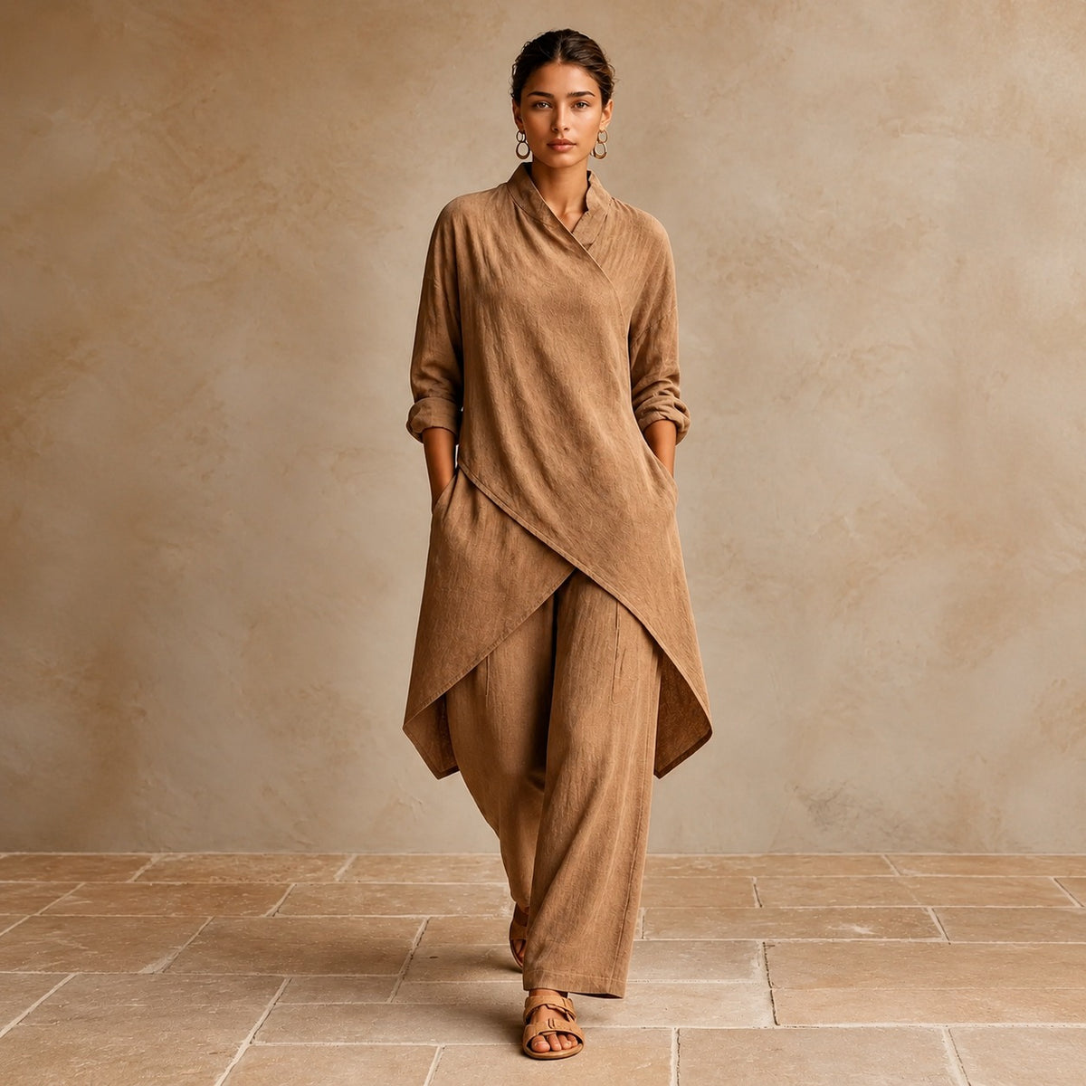 Zweiteiler Hohenau™ mit asymmetrischem Long-Oberteil und weiter Hose