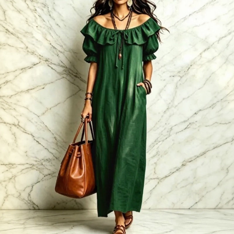 Neroli™ Kleid mit Carmen-Ausschnitt, Charmantem Volant und Lockerem Fall