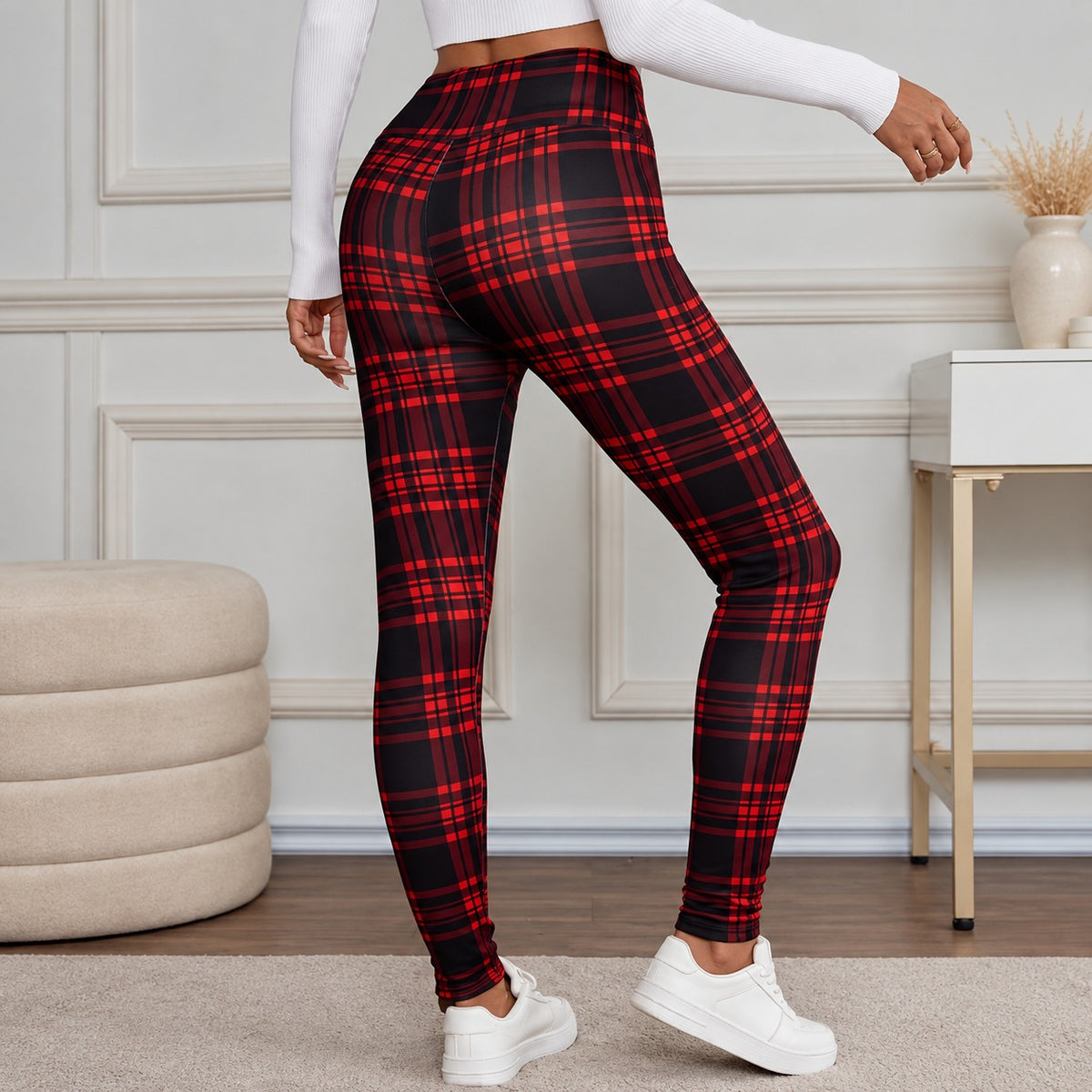 Leggings Marbach™ mit Karomuster, hohem Bund und weichem Futter