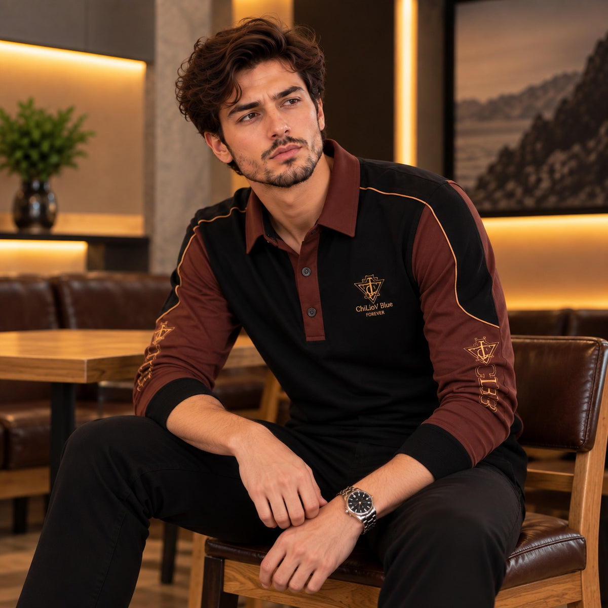 Poloshirt Wolfram™ mit Kontrasteinsätzen, Paspeln und Stickdetails