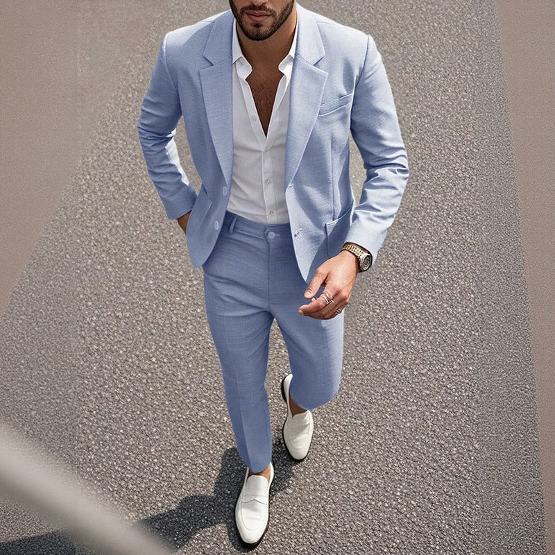 Montieri™ Freizeitanzug mit Klassischem Reversblazer und Gerader Anzughose