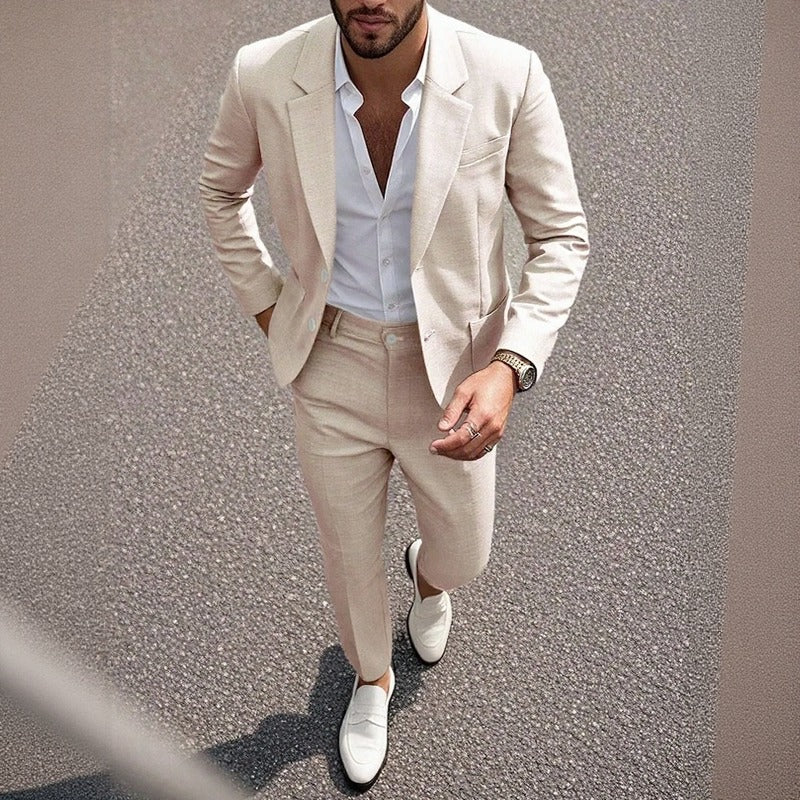 Montieri™ Freizeitanzug mit Klassischem Reversblazer und Gerader Anzughose