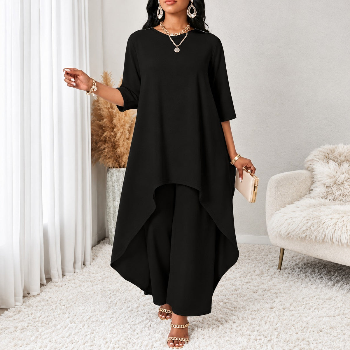 Set Elin™ mit langem Oberteil mit Zipfelsaum und weiter Hose