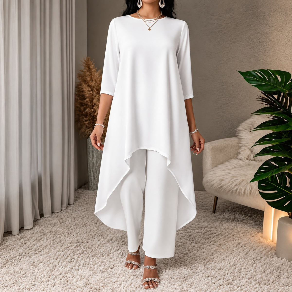 Set Elin™ mit langem Oberteil mit Zipfelsaum und weiter Hose