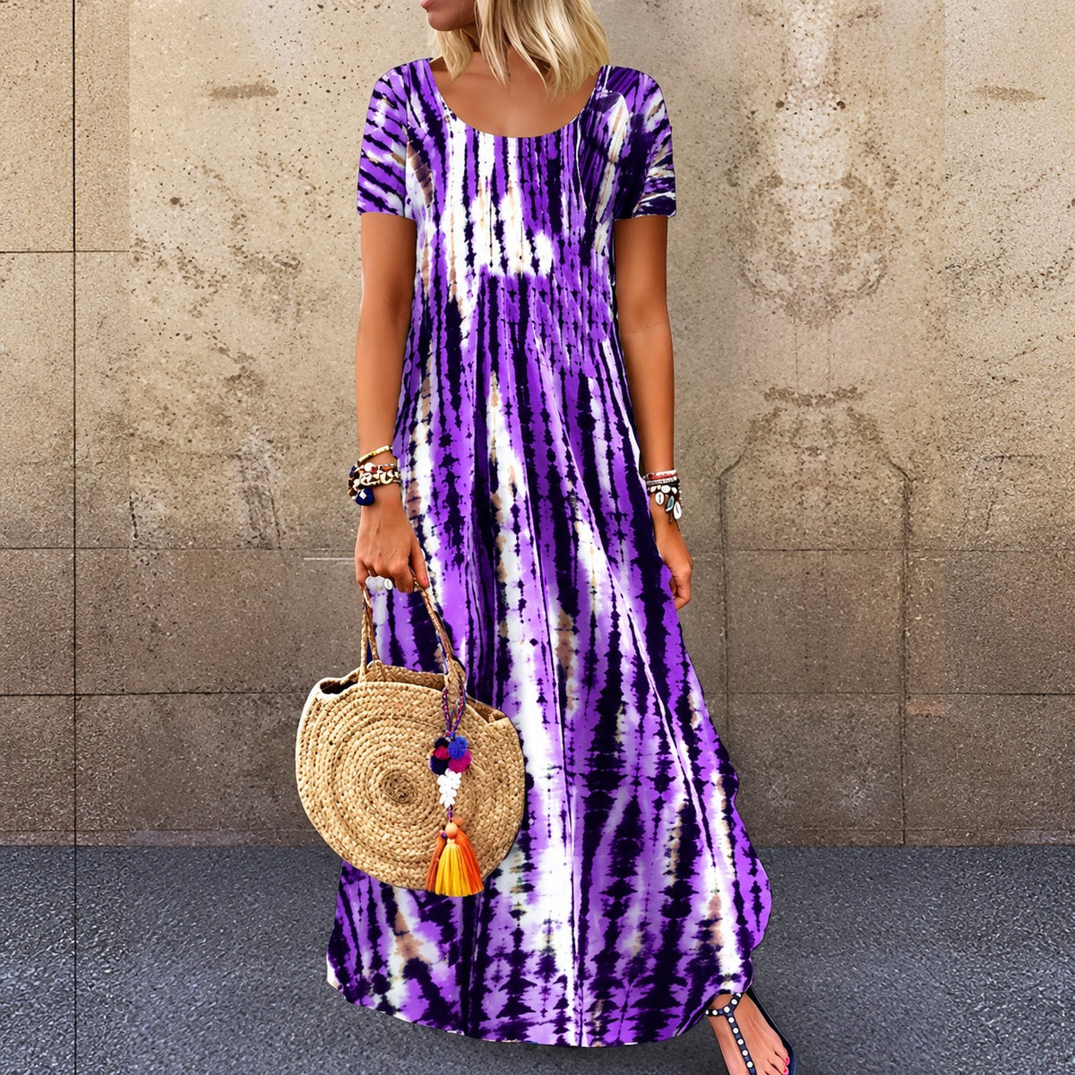Maxikleid Talissa™ mit Batikmuster und Lockerem Schnitt