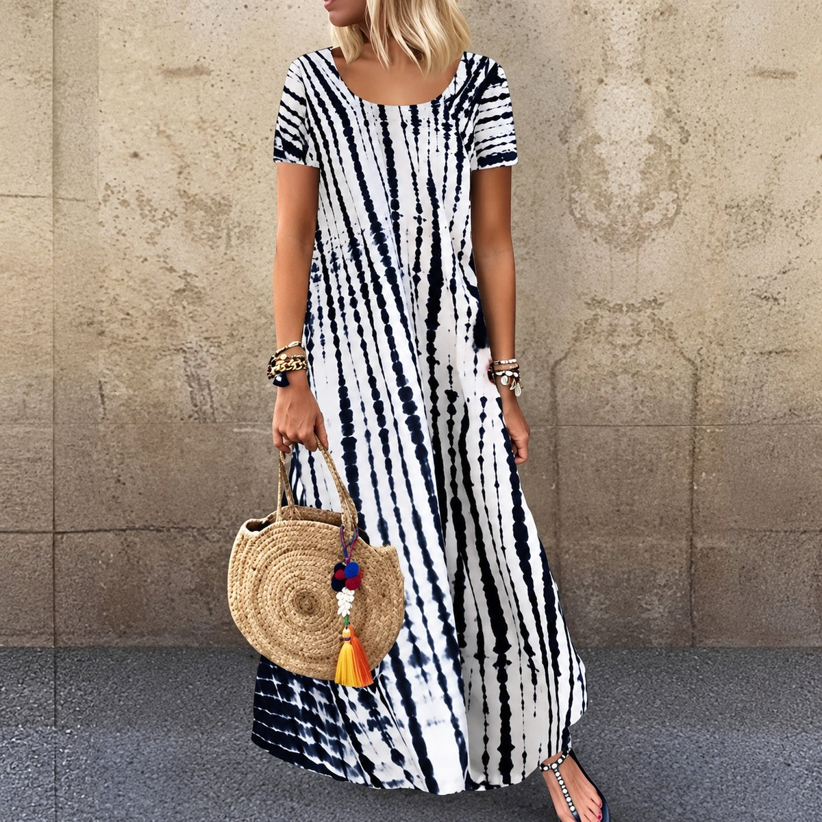 Maxikleid Talissa™ mit Batikmuster und Lockerem Schnitt