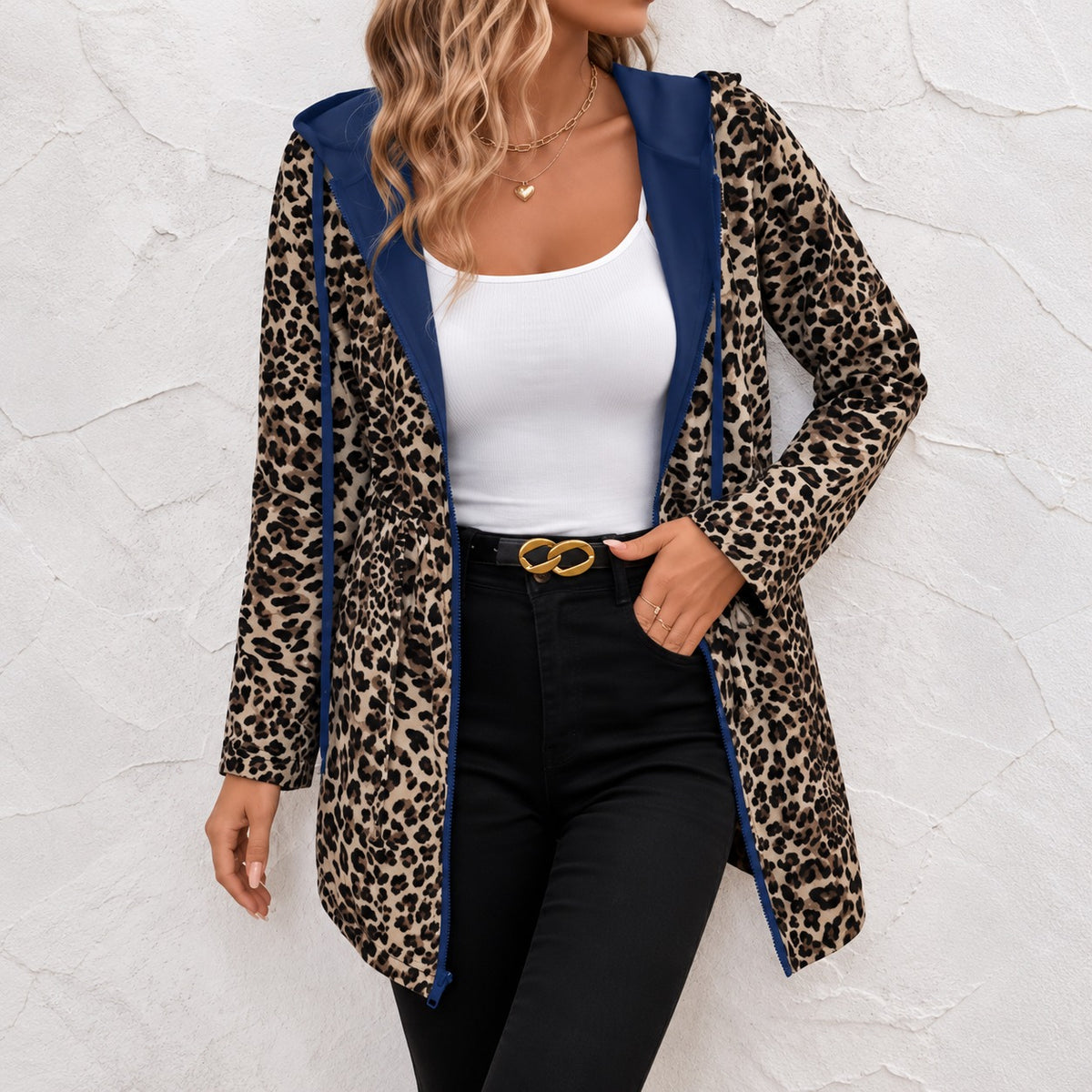 Wendbare Jacke Leona™ mit Animal-Print, Kapuze und verstellbarer Taille