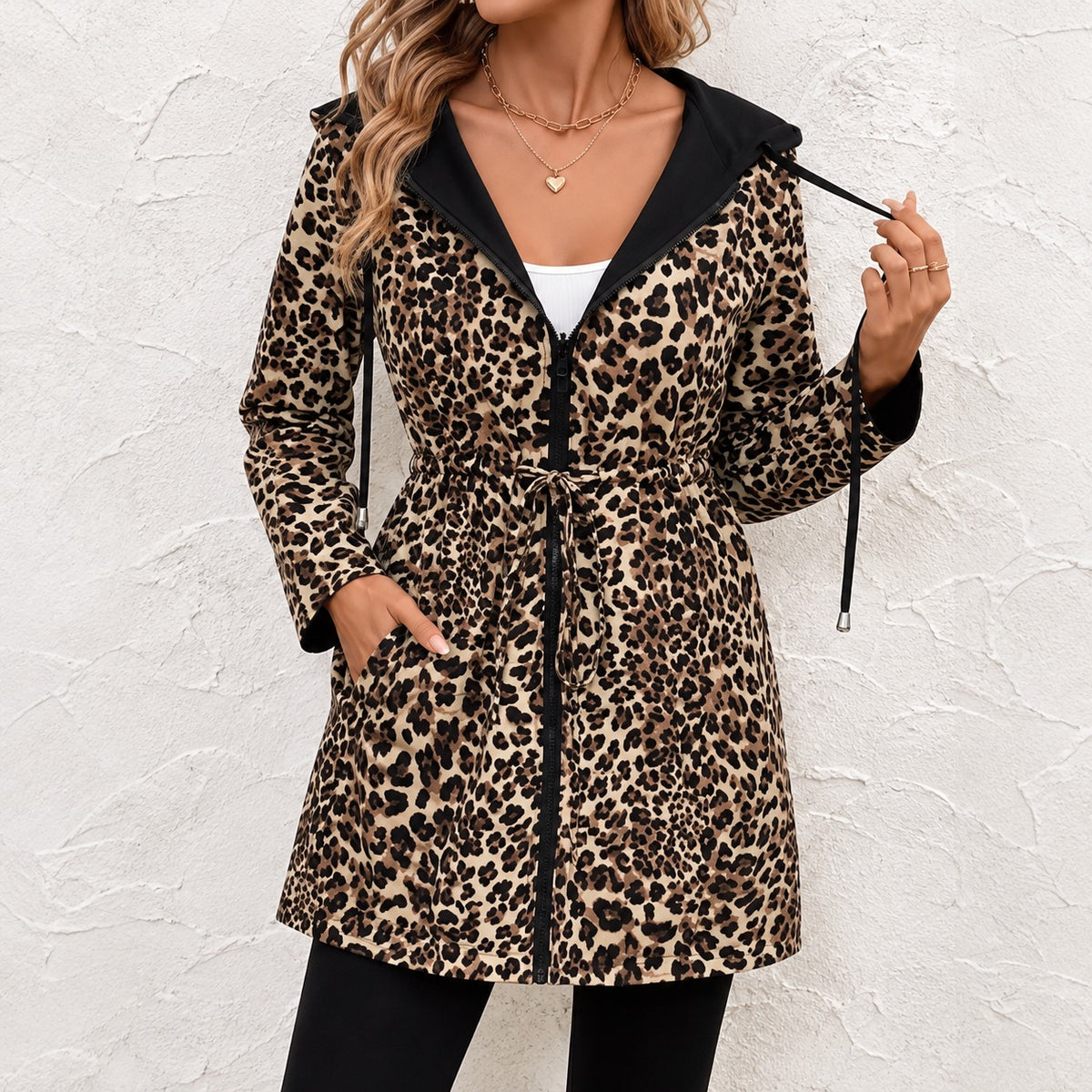 Wendbare Jacke Leona™ mit Animal-Print, Kapuze und verstellbarer Taille