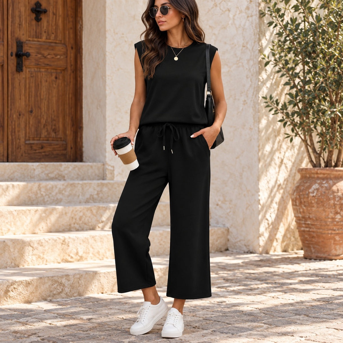 Set Daria™ mit ärmellosem Oberteil und weiter Hose mit verstellbarem Kordelzug
