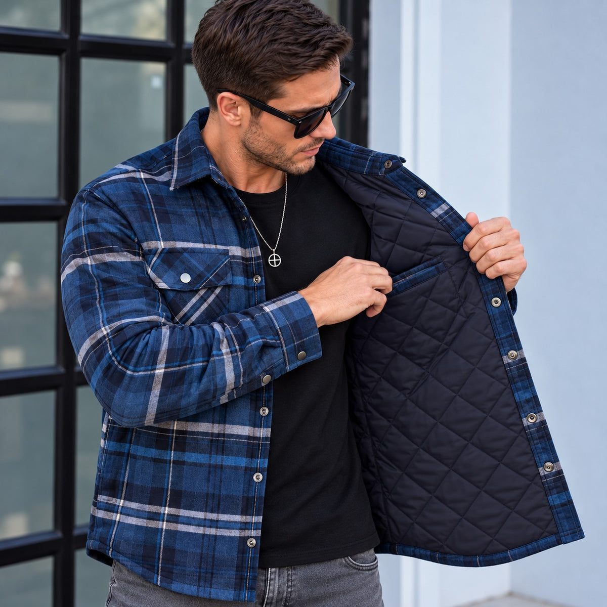 Jacke Bergmann™ aus karierter Flanelloptik mit Steppfutter