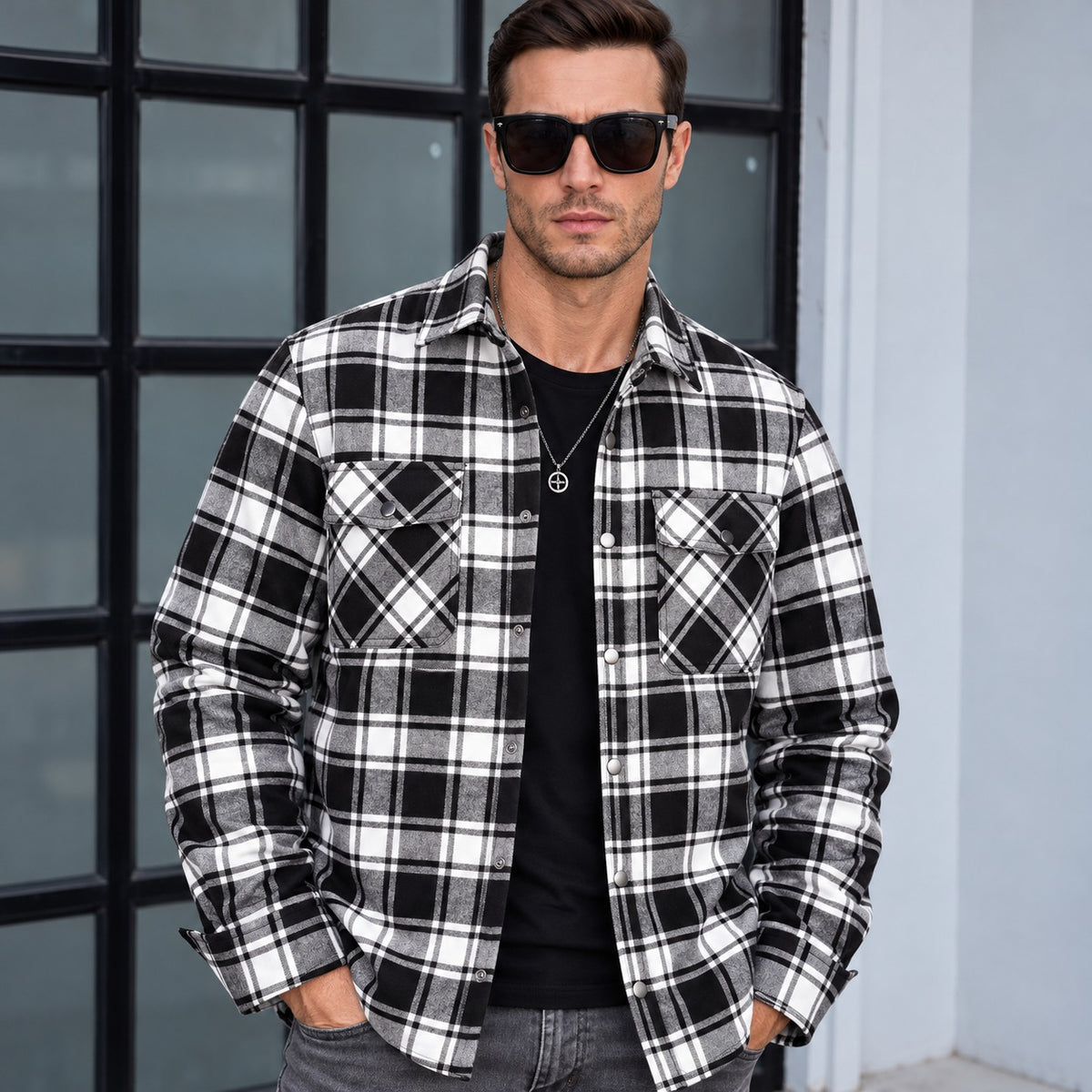 Jacke Bergmann™ aus karierter Flanelloptik mit Steppfutter