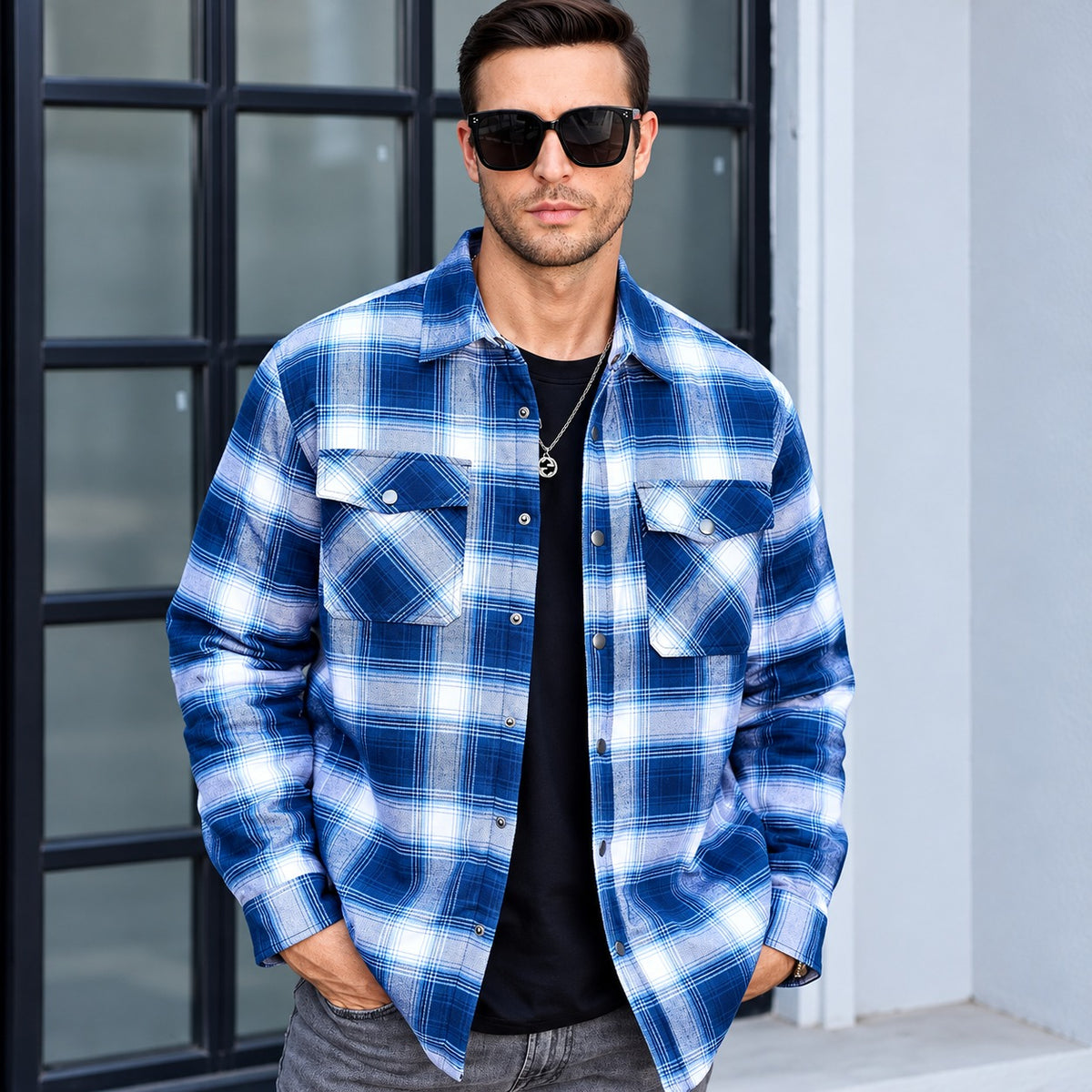 Jacke Bergmann™ aus karierter Flanelloptik mit Steppfutter