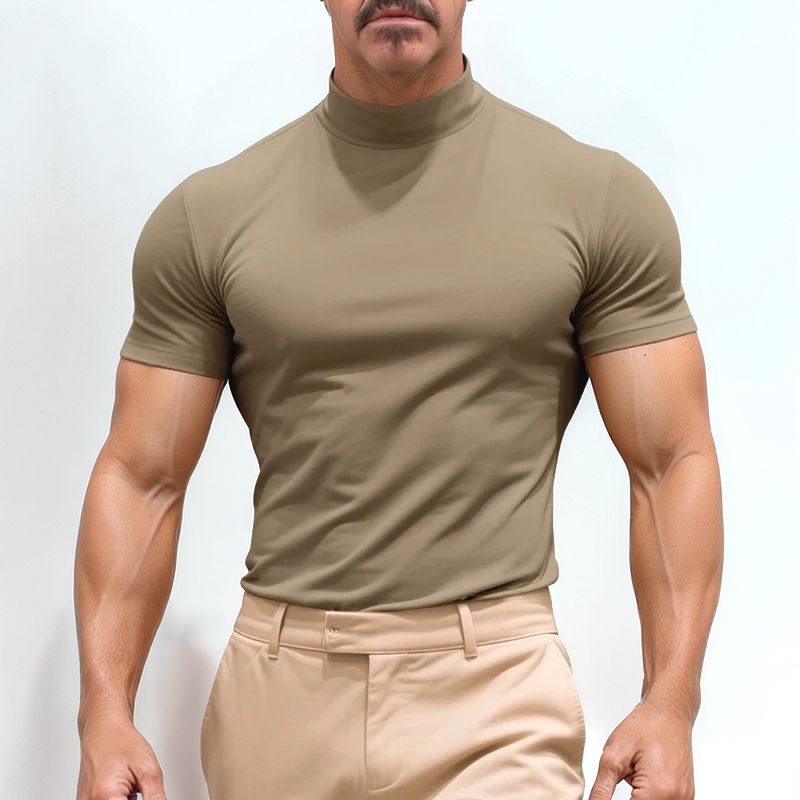 St. Moritz™ T-Shirt mit hohem Kragen und klarem Design / Raffinierter Minimalismus für Herren mit Ausstrahlung!