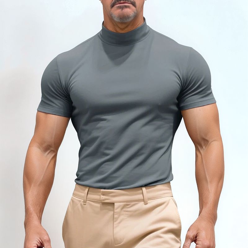 St. Moritz™ T-Shirt mit hohem Kragen und klarem Design / Raffinierter Minimalismus für Herren mit Ausstrahlung!