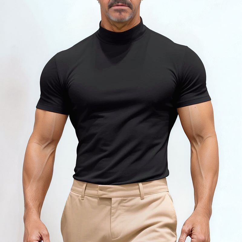 St. Moritz™ T-Shirt mit hohem Kragen und klarem Design / Raffinierter Minimalismus für Herren mit Ausstrahlung!