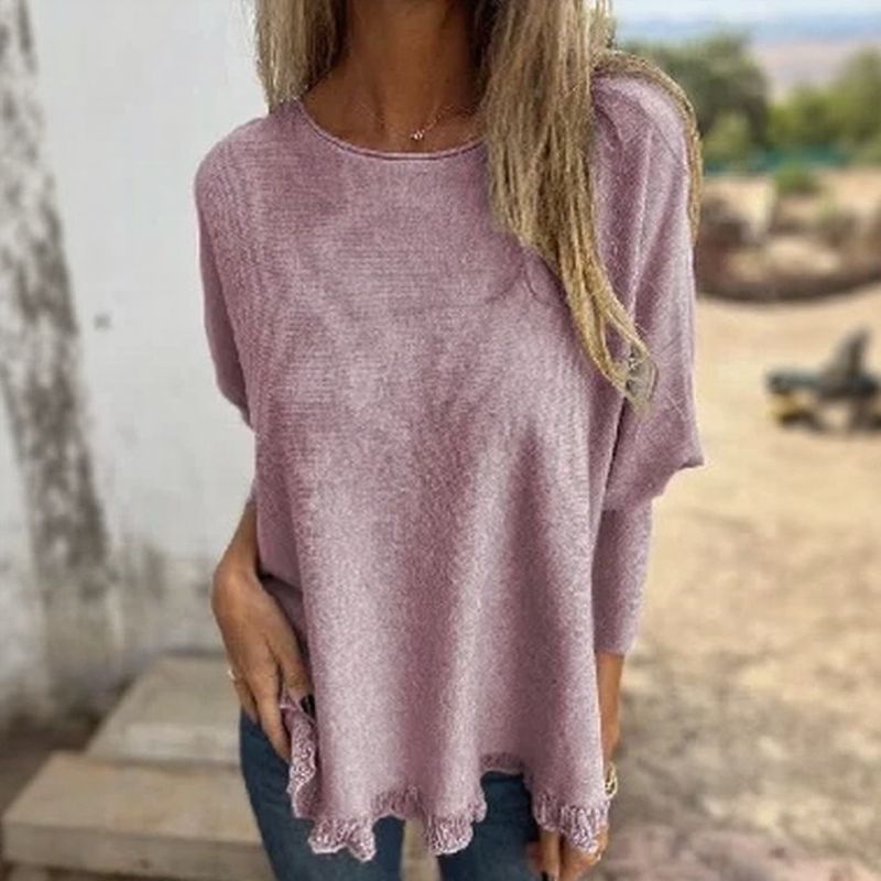 [🔥2 ZUM PREIS VON 1🔥] Giulia™ Oberteil aus hochwertigem, weichem Fleece mit Fledermausärme und Spitzenbesatz am Saum / Eleganter Komfort mit femininer Note!