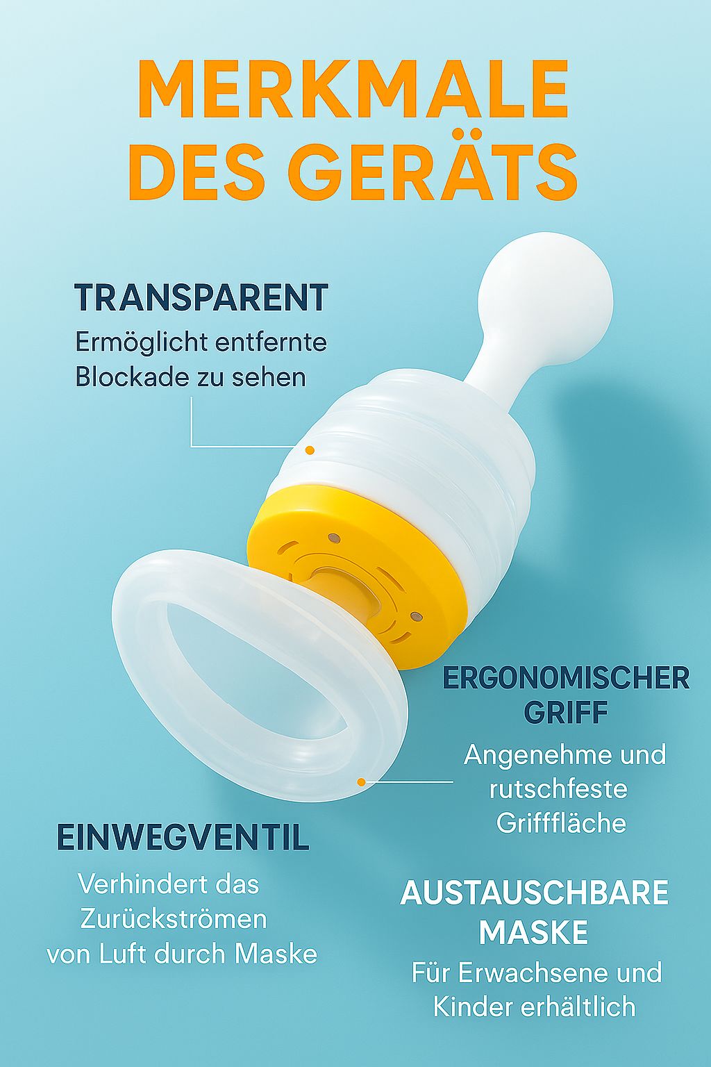 Anti-Erstickungs-Rettungsmaske mit Druckpumpe / Praktikabilität und Sicherheit zum Greifen nah