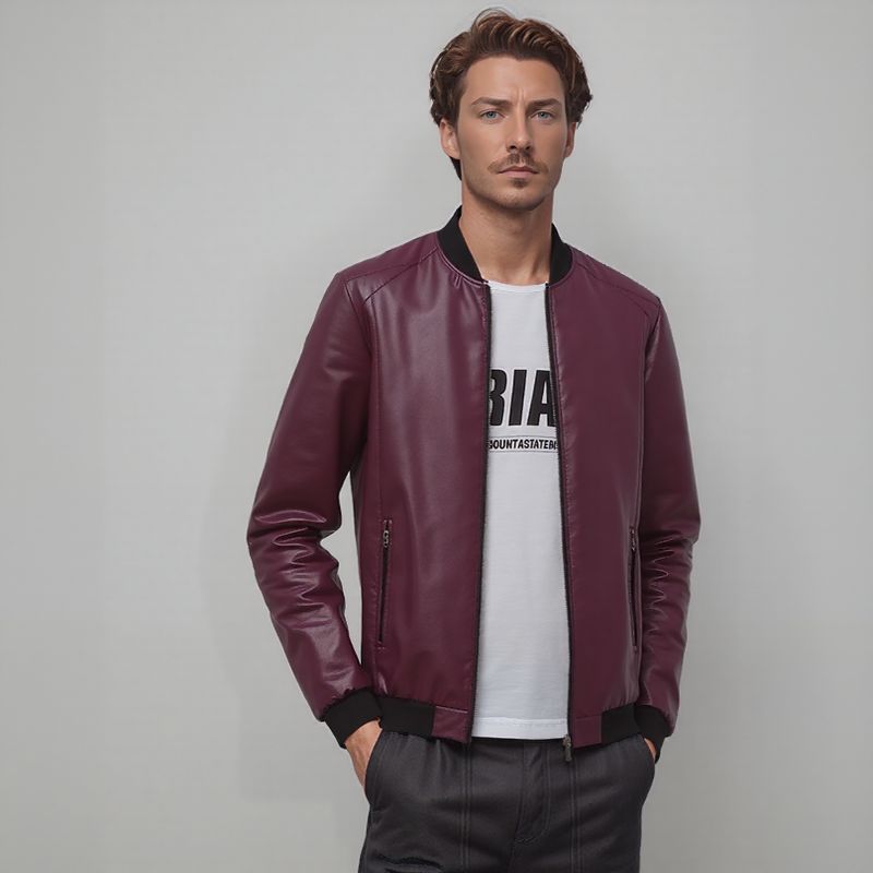 Maverick™ Jacke aus hochwertigem Leder mit minimalistischem Schnitt / Das Must-have für den stilbewussten Mann!