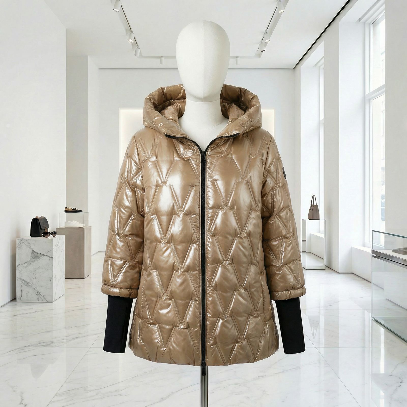 Vogue™ Steppjacke aus Baumwolle mit Strukturierter Kapuze und Layered-Ärmeldesign