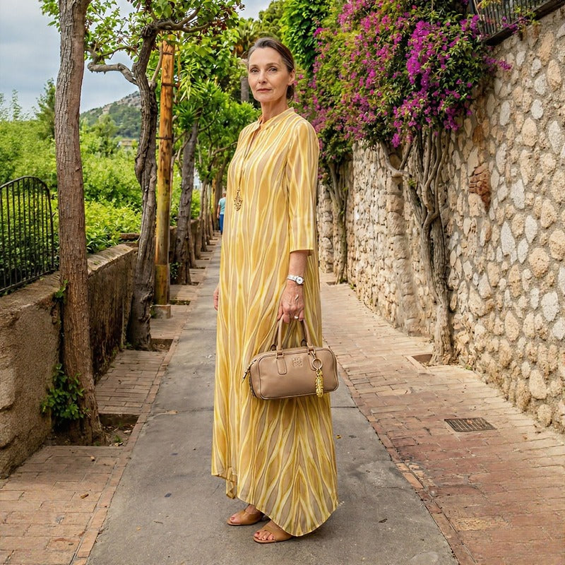 Soleil Class™-Kleid aus Hochwertiger Viskose mit Mediterranem Print