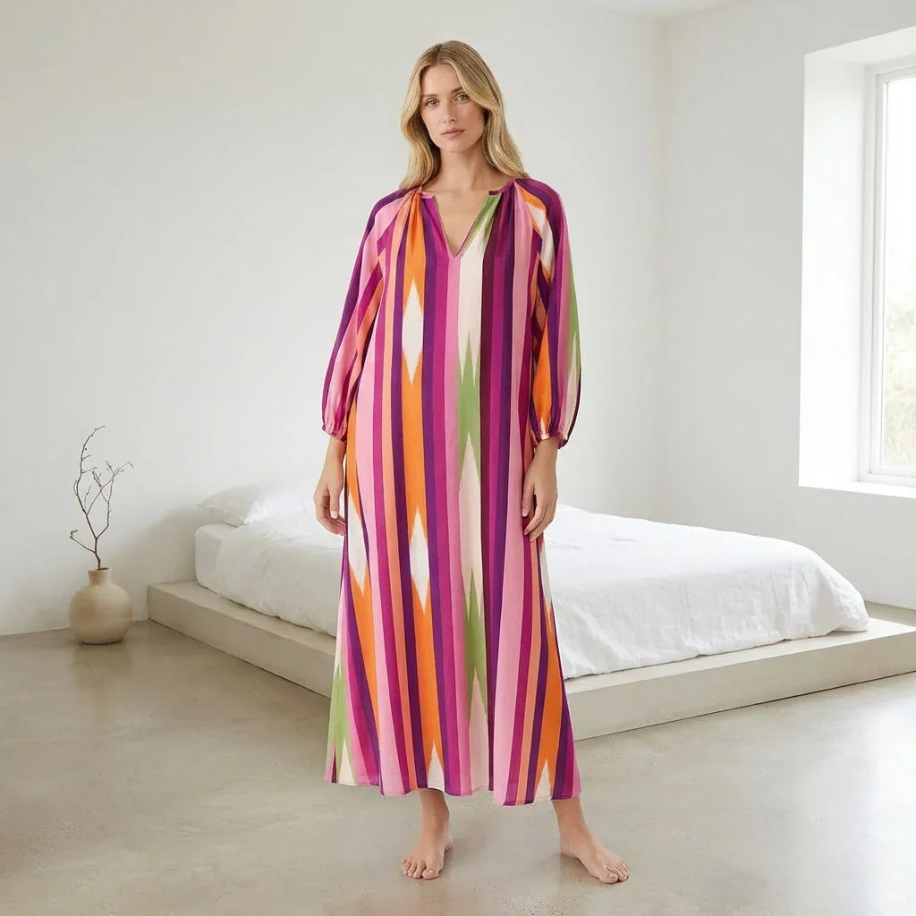 Kamelie™ Viskose-Maxikleid mit tiefem V-Ausschnitt