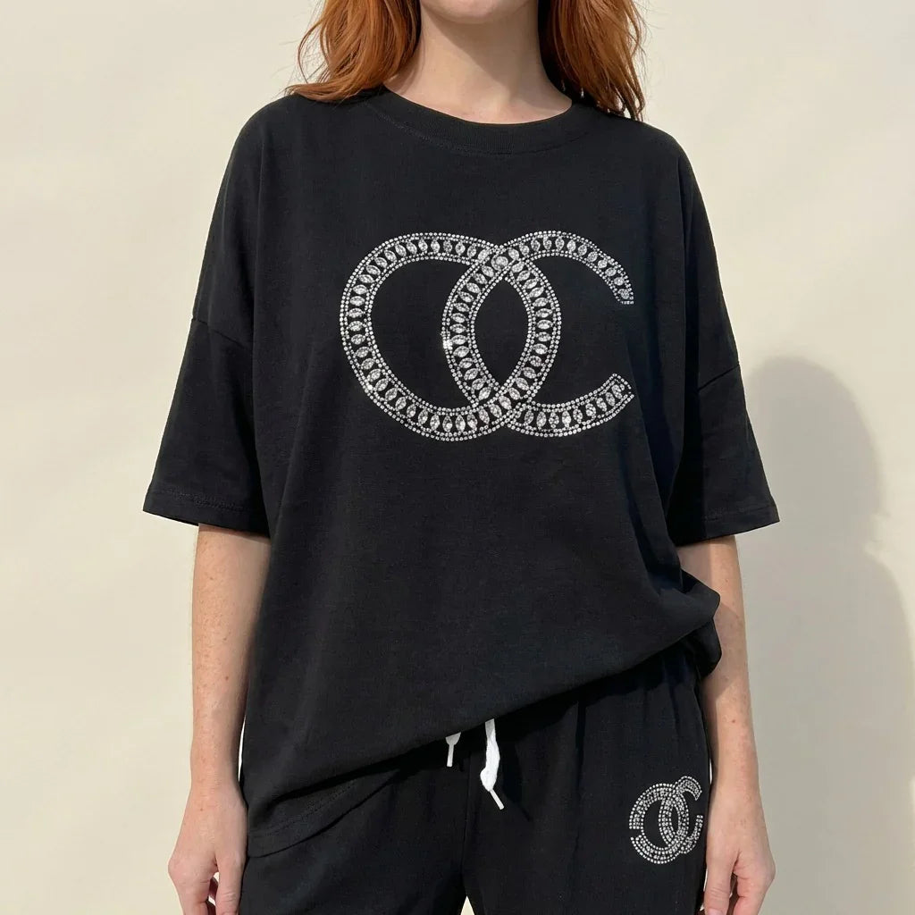 Urban Eleganz™ Zweiteileraus Comfort-Maschenware mit eleganten Kristalldetails