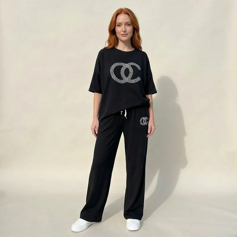 Urban Eleganz™ Zweiteileraus Comfort-Maschenware mit eleganten Kristalldetails