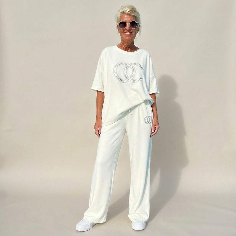 Urban Eleganz™ Zweiteileraus Comfort-Maschenware mit eleganten Kristalldetails