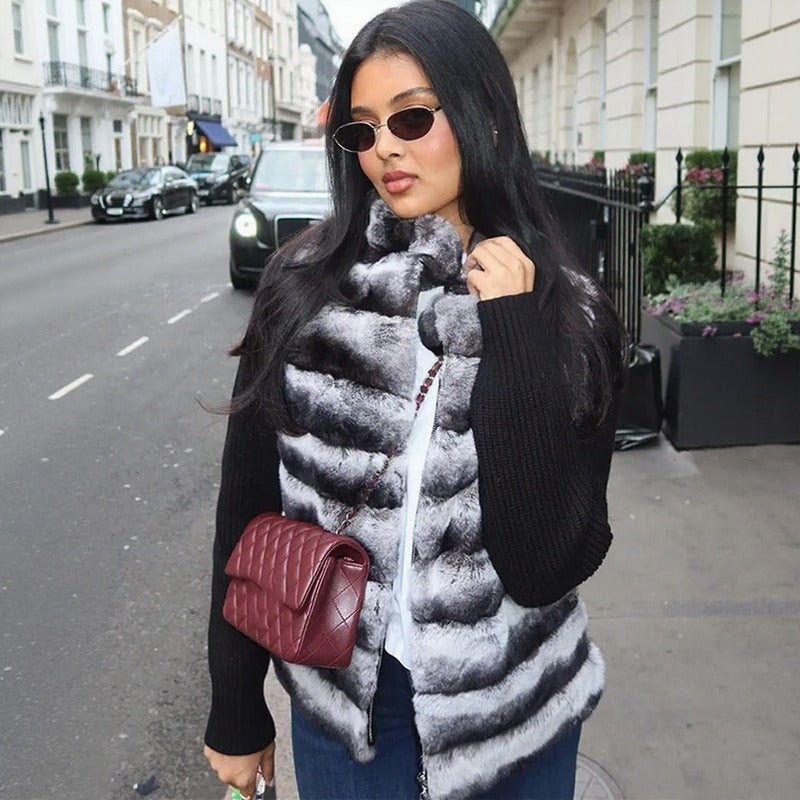 Sablê™-Jacke mit Samtdetails und Strickärmeln