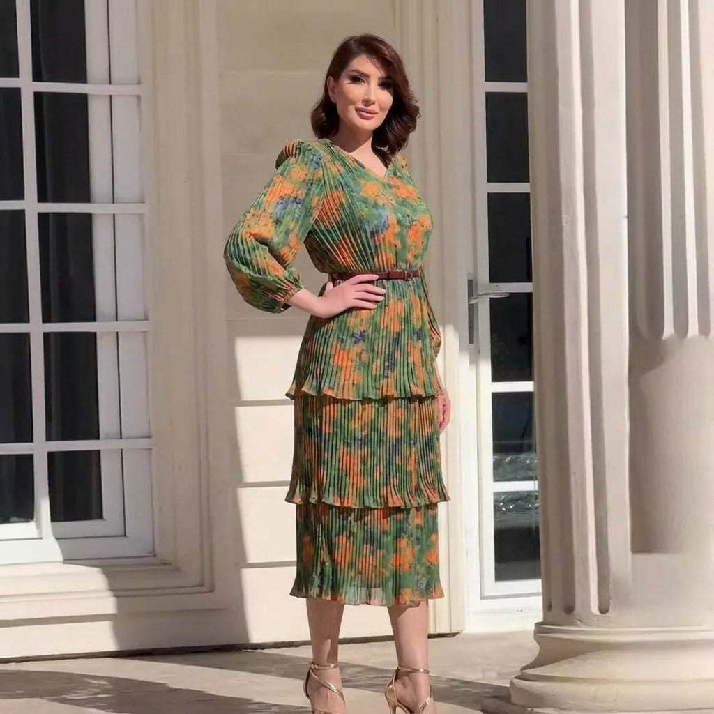 Lunaria™ Kleid mit Lagen-Design + feinem Gürtel geschenkt
