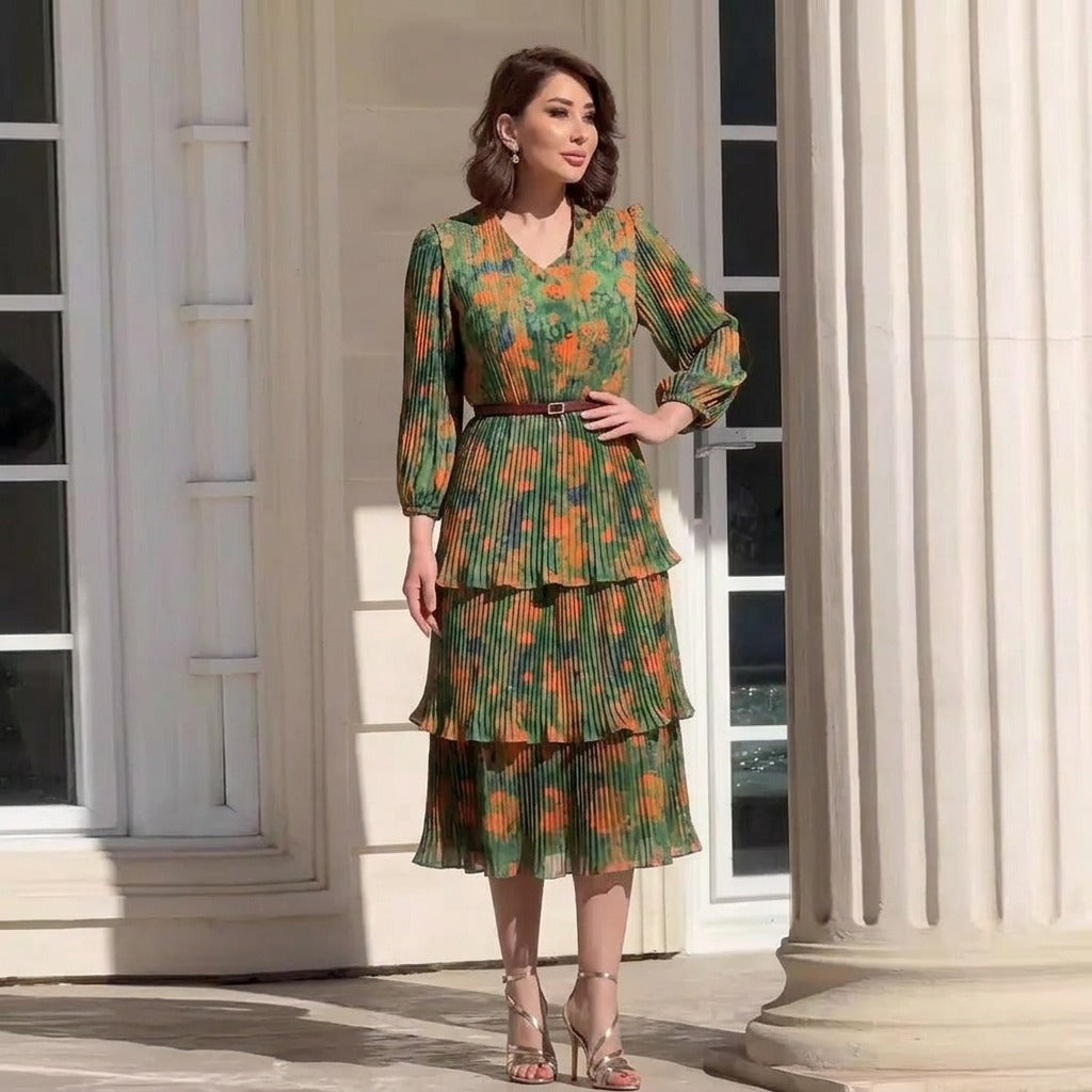 Lunaria™ Kleid mit Lagen-Design + feinem Gürtel geschenkt
