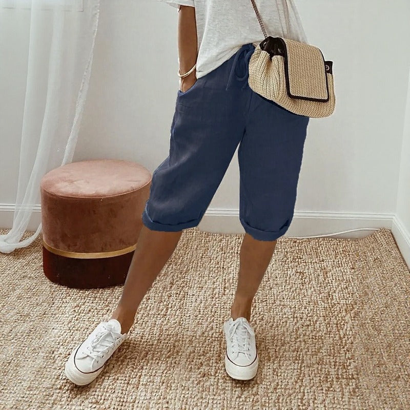 Levana™ Baumwoll-Leinen Shorts mit Verstellbarem Bund