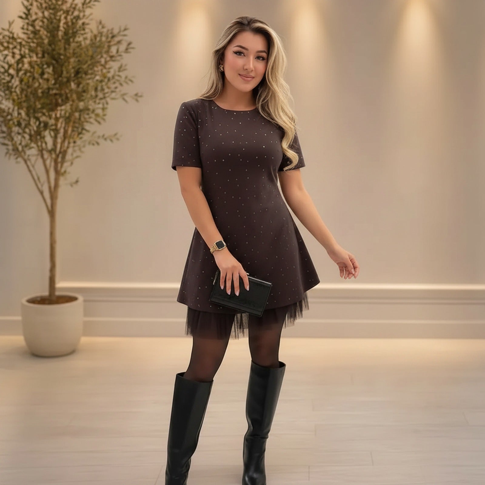 Delvane™ Kleid mit Dezentem Glanz und Premium-Finish