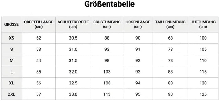 Größentabelle