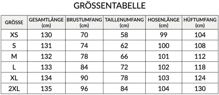 Größentabelle