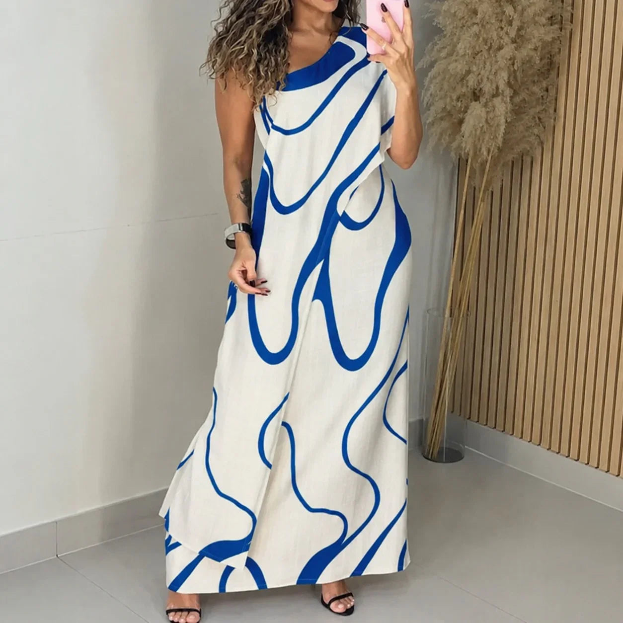 Alurea™ One-Shoulder Kleid mit Moderner Kunstprint-Optik