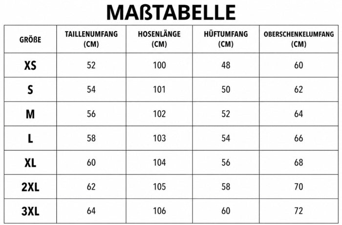 Größentabelle