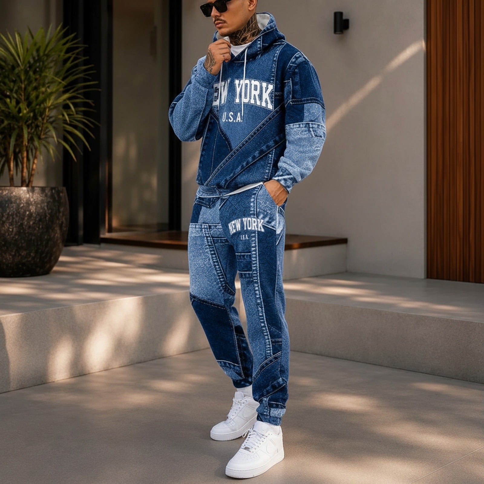 Avelon™ Freizeitanzug aus Sweatstoff mit Denim-Optik