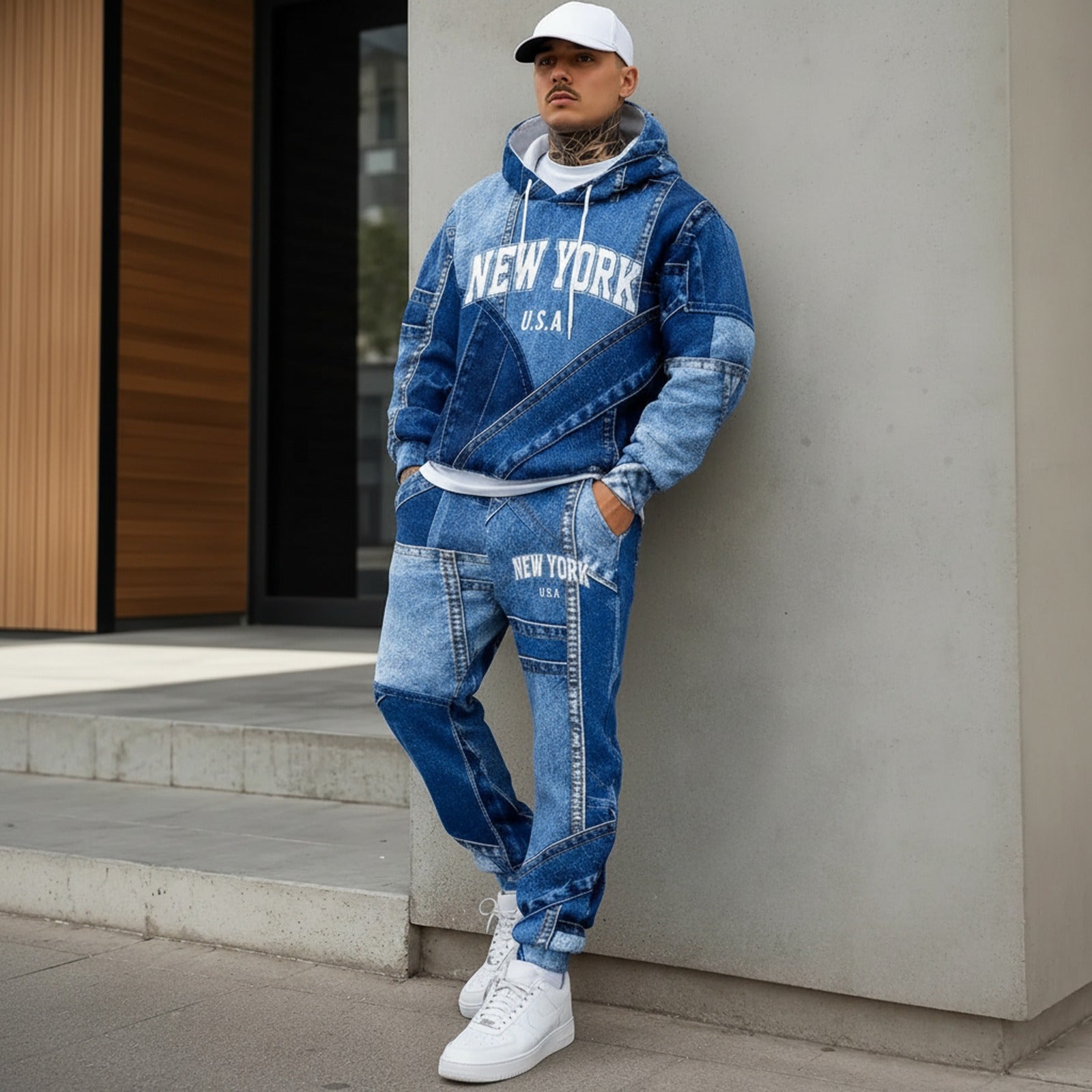 Avelon™ Freizeitanzug aus Sweatstoff mit Denim-Optik