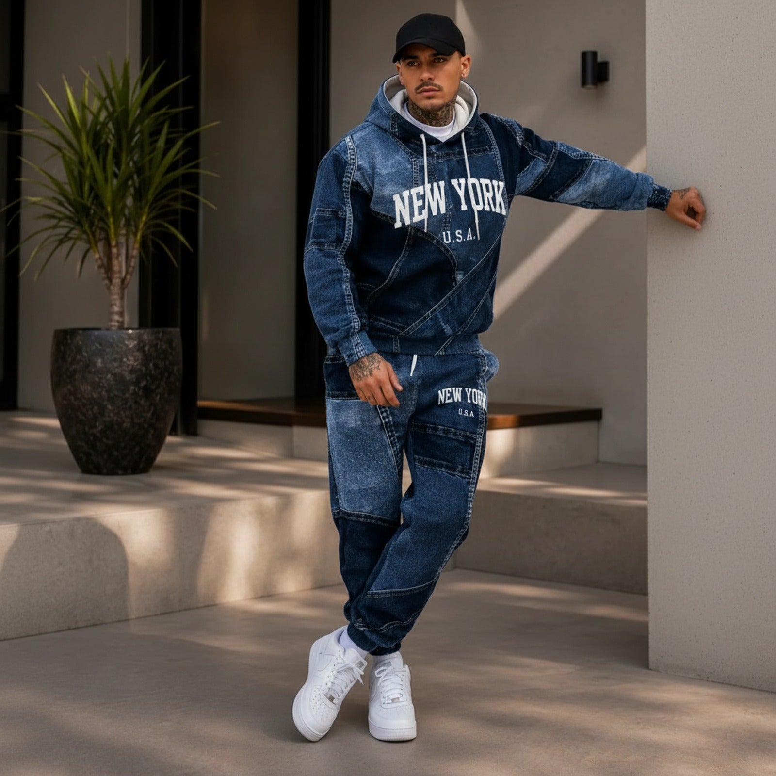 Avelon™ Freizeitanzug aus Sweatstoff mit Denim-Optik