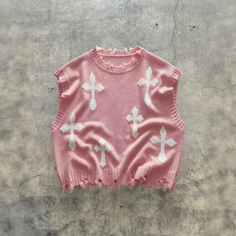 Montero™ Ärmelloser Pullover Aus Weichem Strick Mit Ausgefransten Details