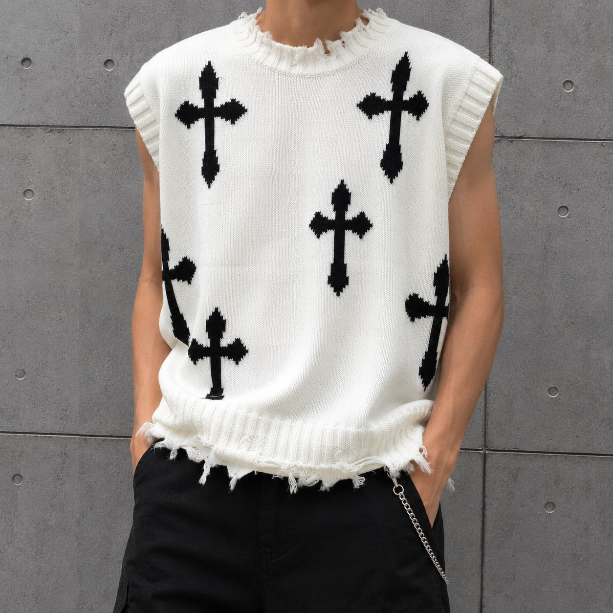 Montero™ Ärmelloser Pullover Aus Weichem Strick Mit Ausgefransten Details
