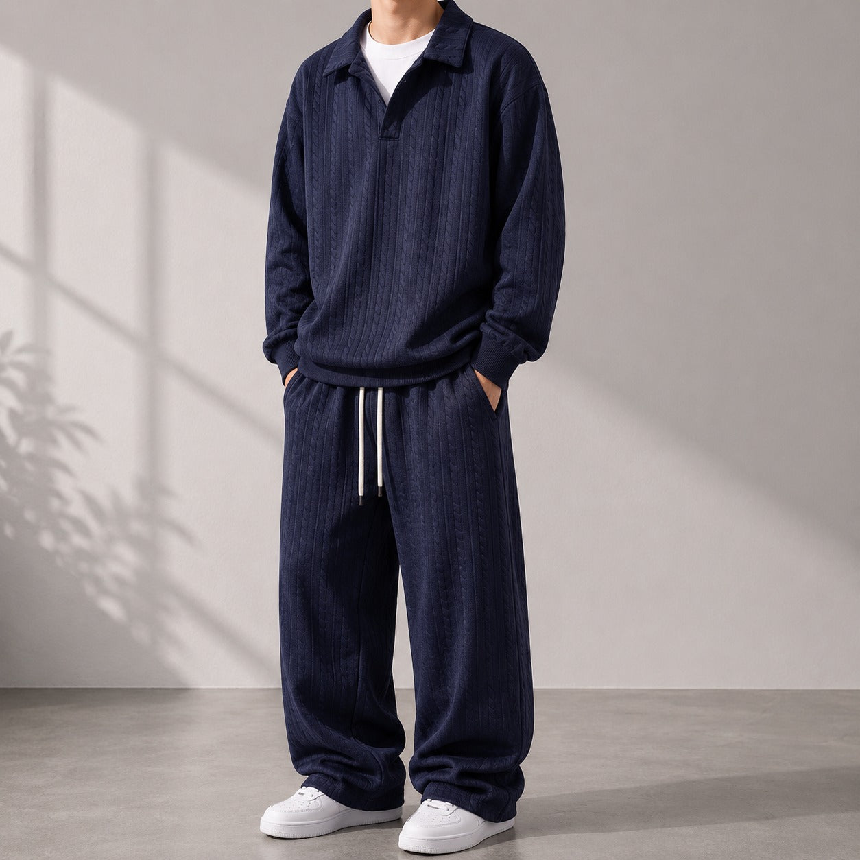Valdren™ Herren 2-Teiliges Set Aus Strukturierter Strickware