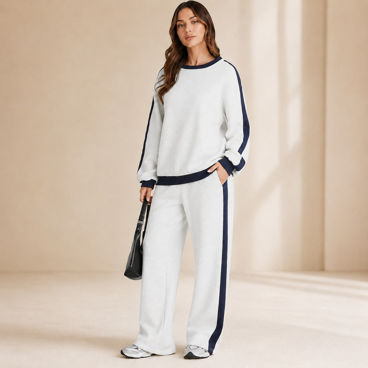 Celestelle™ Sweatshirt-Set Mit Seitlichen Streifen Und Weiter Hose