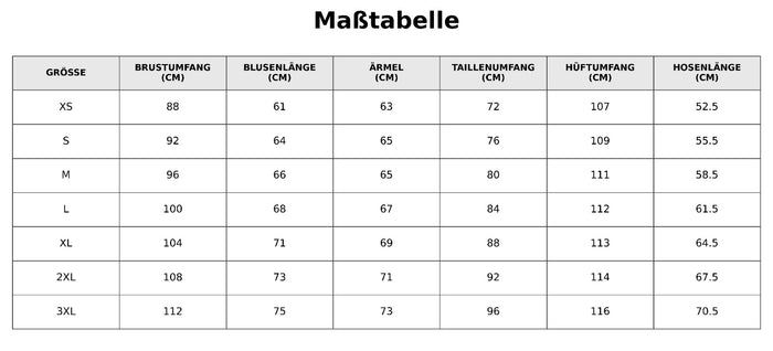 Größentabelle