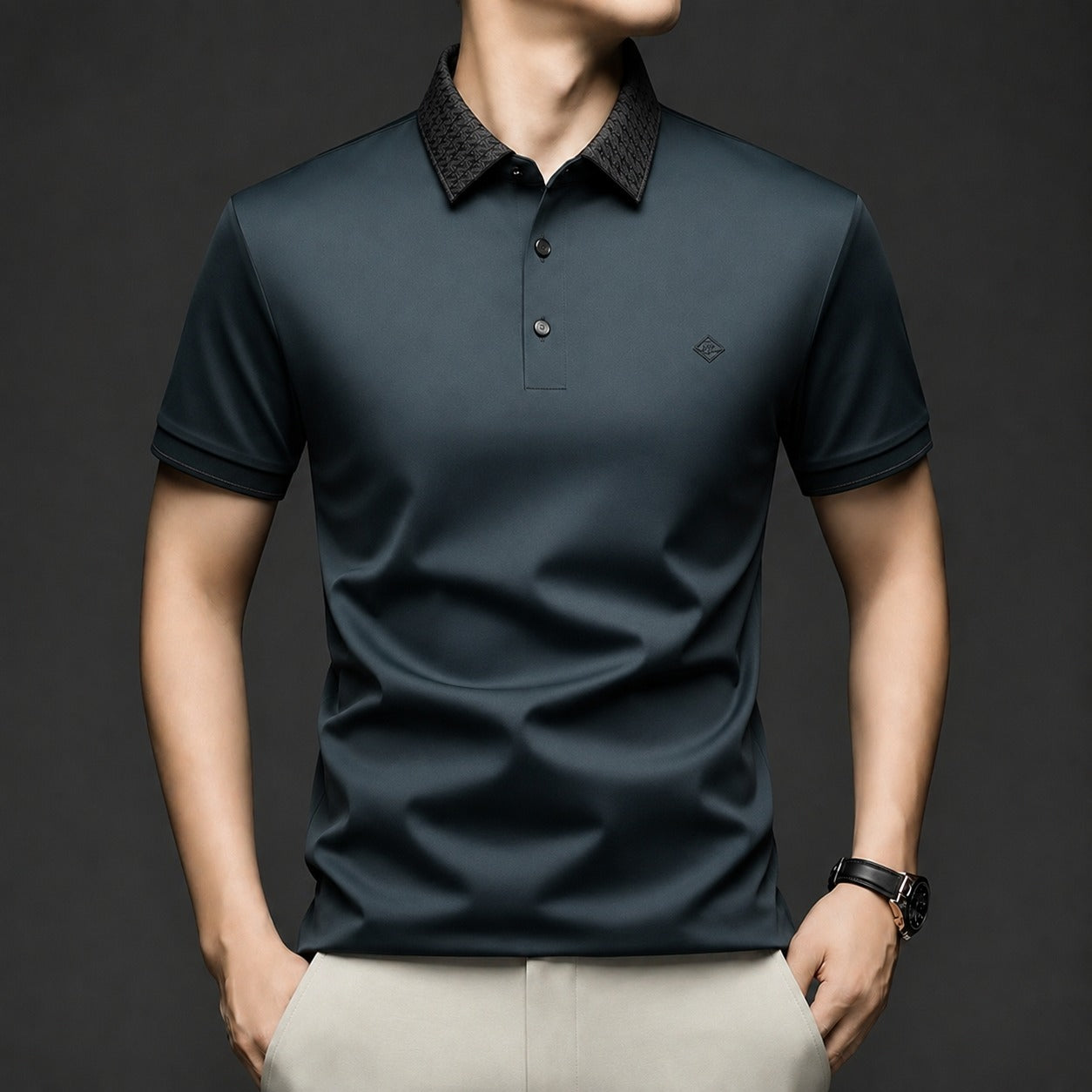 Alviero™ Poloshirt mit Strukturkragen und Flexiblem Gewebe