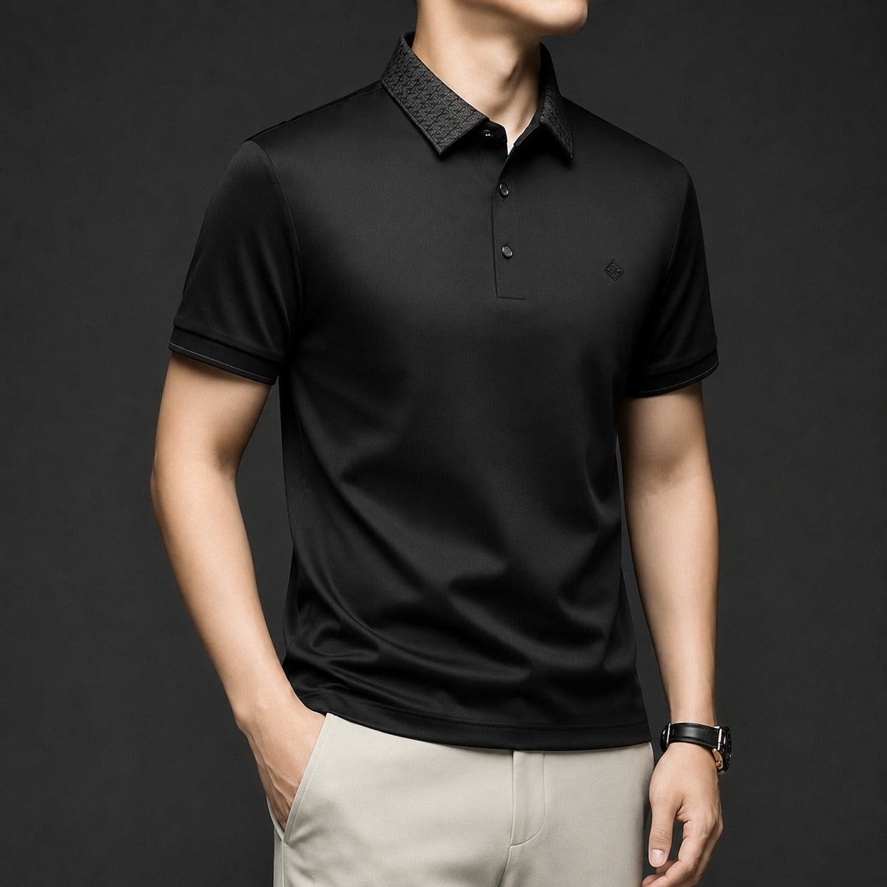 Alviero™ Poloshirt mit Strukturkragen und Flexiblem Gewebe