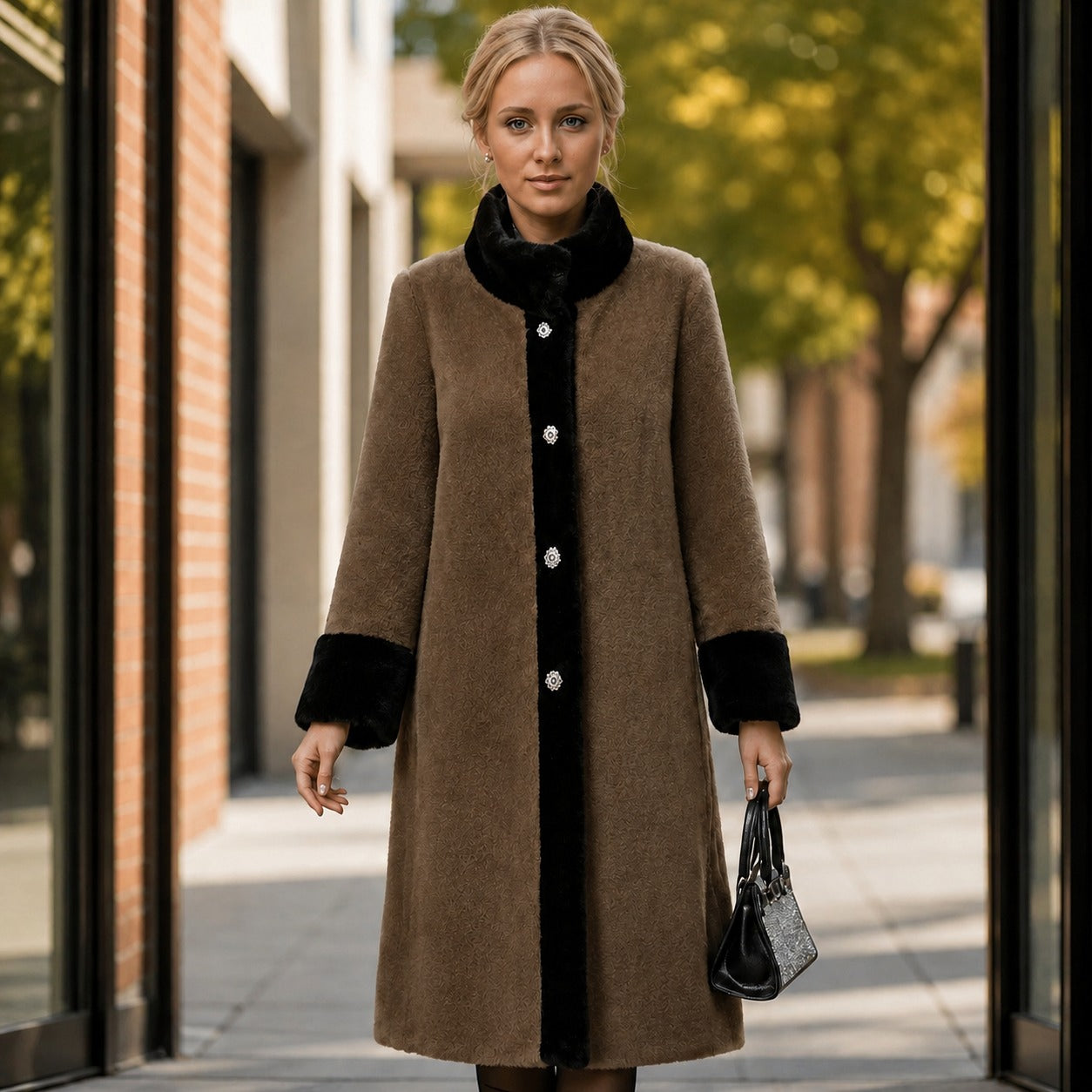 Saint Moritz™ Luxusmantel aus Samtimitat für Eleganten Winterkomfort
